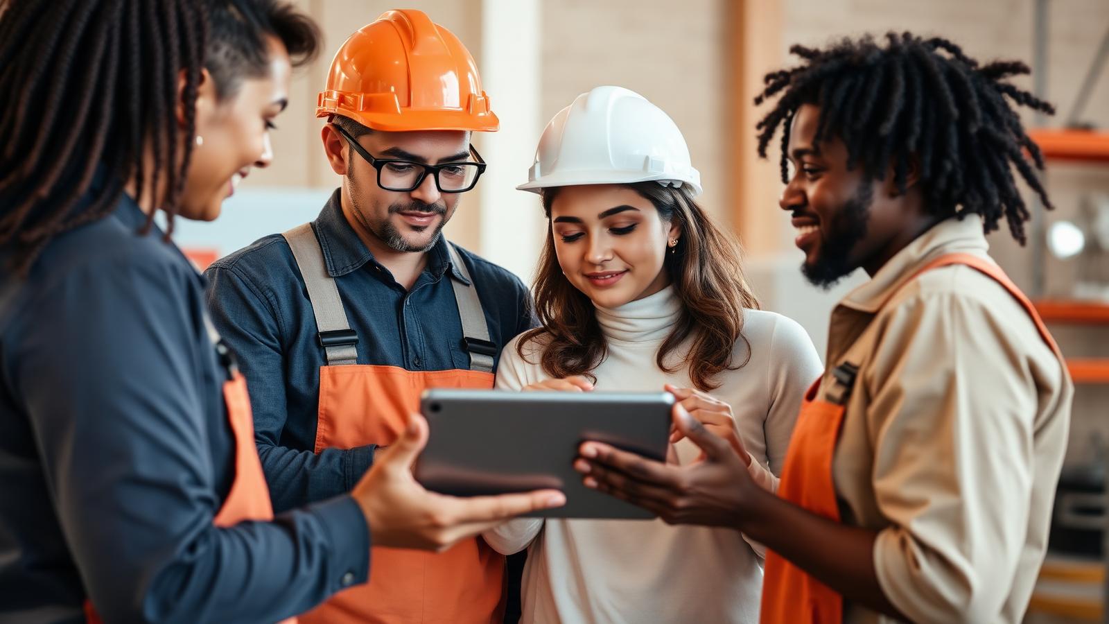Lucrător parcurgând o instruire multilingvă pe telefon, în timpul programului