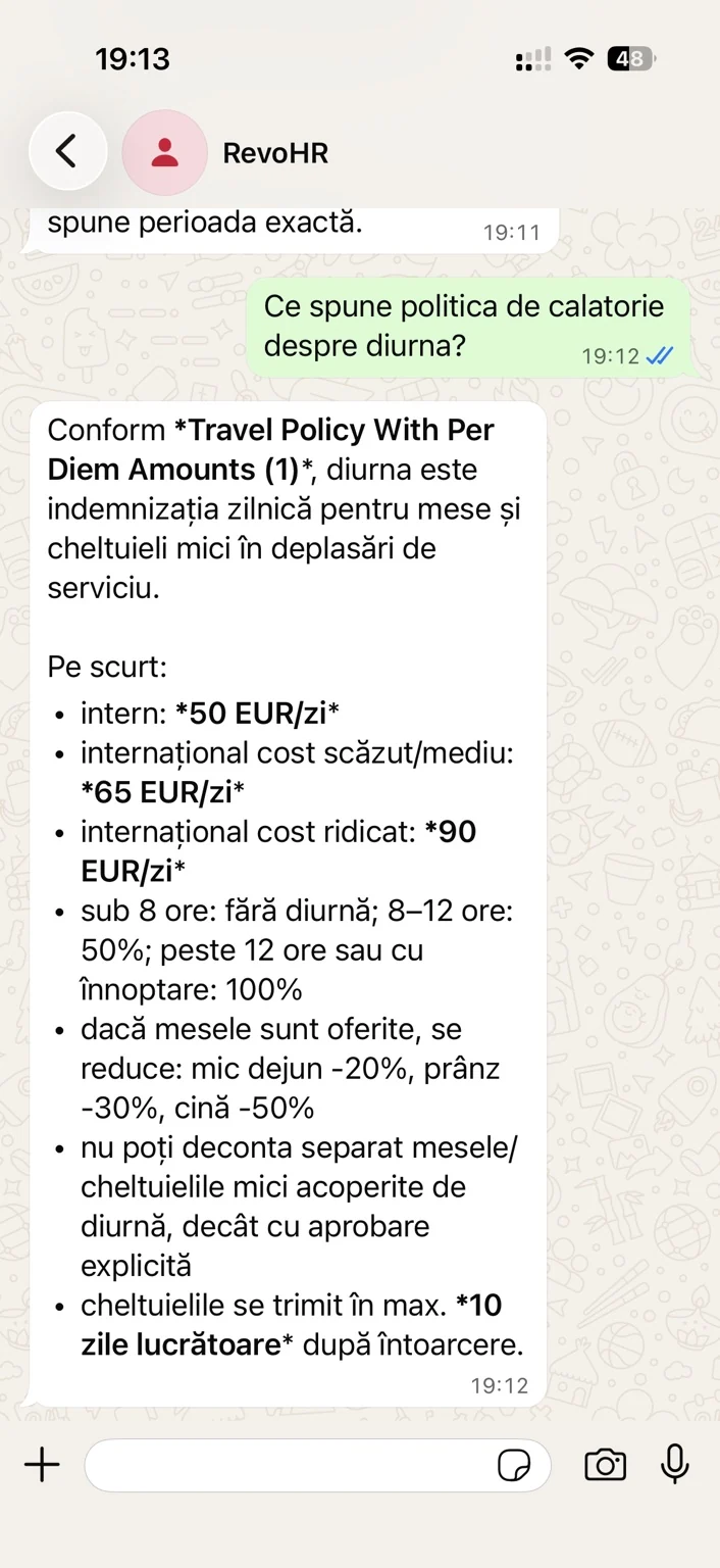 Un răspuns detaliat despre regulile de diurnă, pe baza politicii de călătorie.