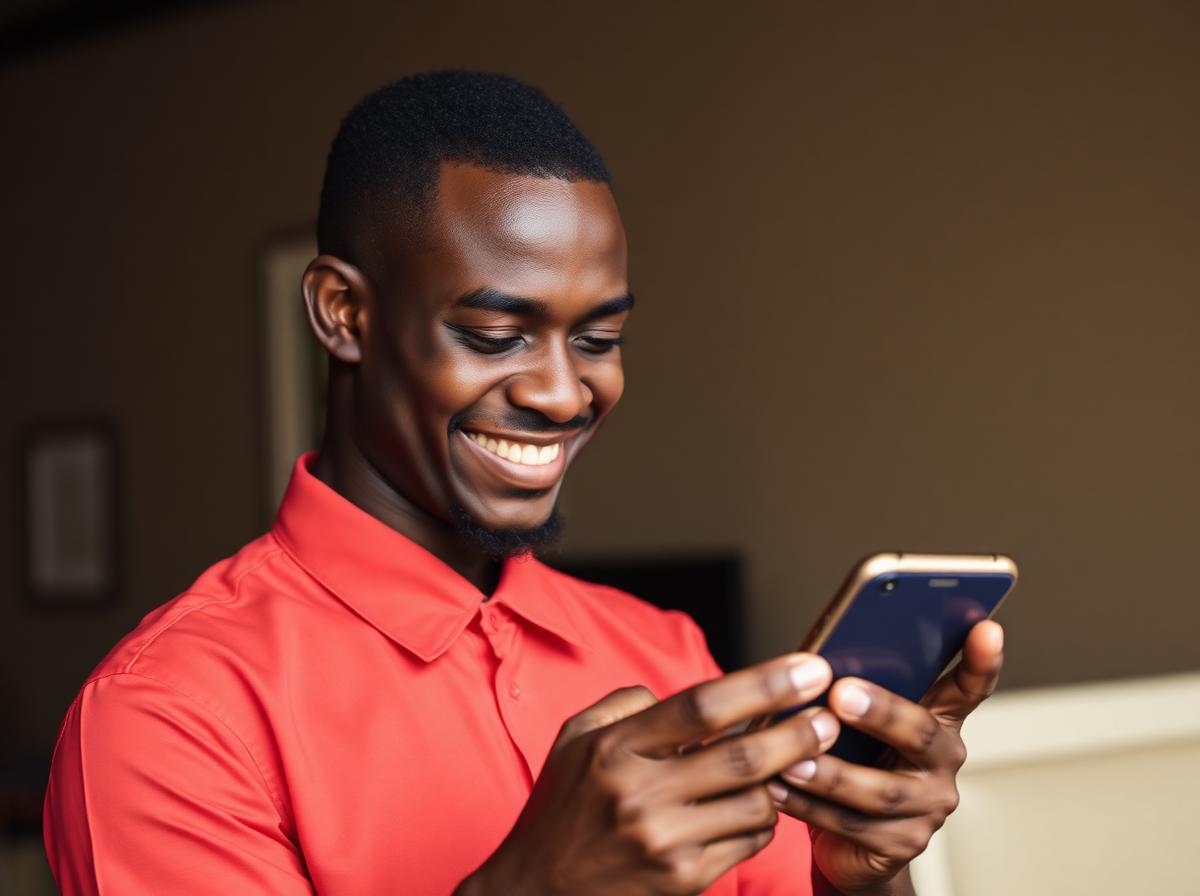 Warehouse employee using a phone during a shift instead of a desktop HR portal